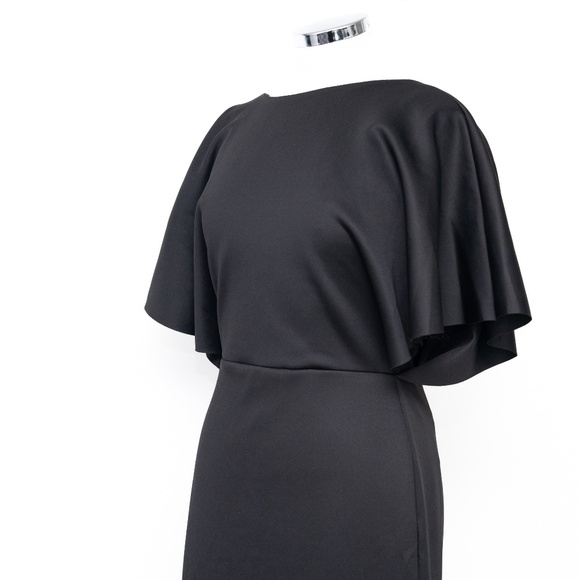 Black Halo Eve by Laurel Berman  - Ilaria Cape-Sleeve Column Gown - Picture 12 of 14